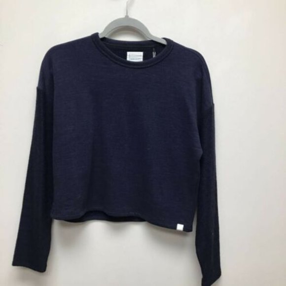 NWT Jason Scott Womens Drop Shoulder Reverse Sweatshirt Small Blue $225 C671 - Picture 1 of 2